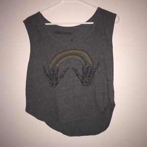 Grey Skeleton Hands Rainbow Top